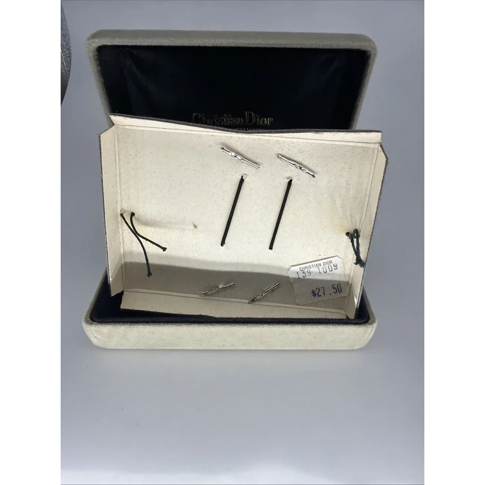 Vintage Christian Dior Accessory Kit Money Clip Tie Bar Keychain Gold Tone Set